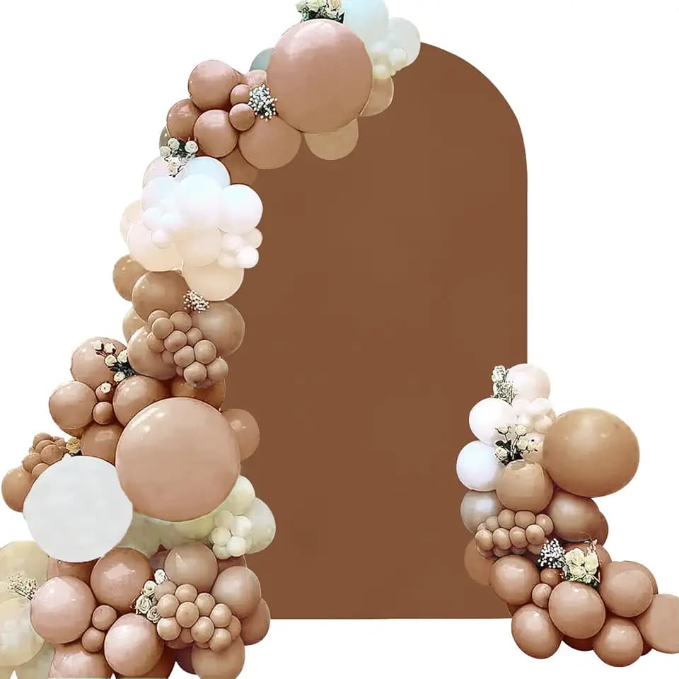 Spandex Fitted Wedding Arch Cover 6FT Brown Arch Backdrop Cover, Round Top Chiara Backdrop Stand Covers for Wedding Birthday Party Baby Shower Banquet Arch Decoration (Brown, 6FT)
