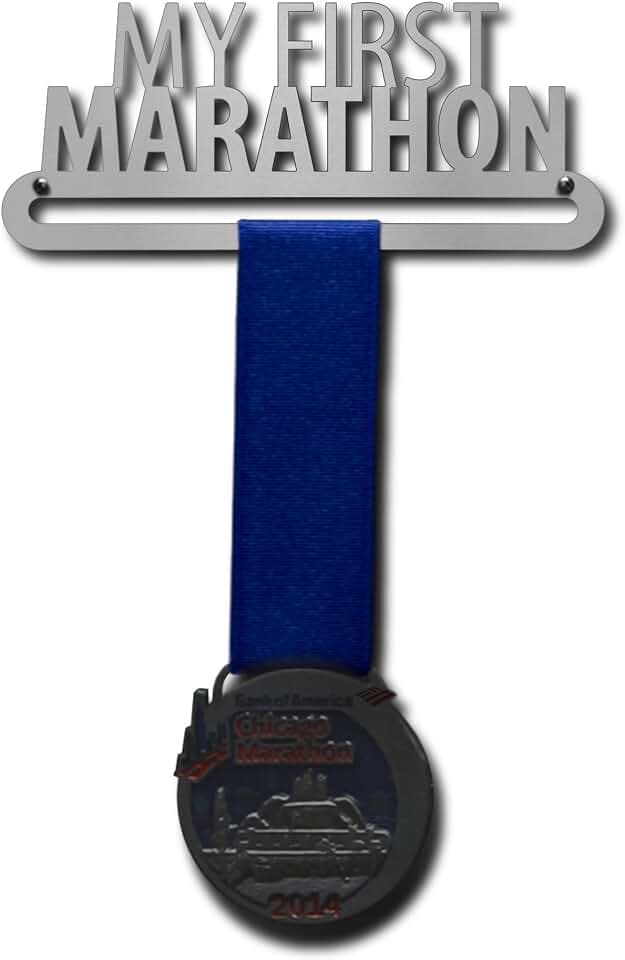 Allied Medal Hangers - My First Marathon - Single Medal Holder (6'' Wide with 1 Hang bar) - Myriad/Myriad Bold -Multiple Variations Offered