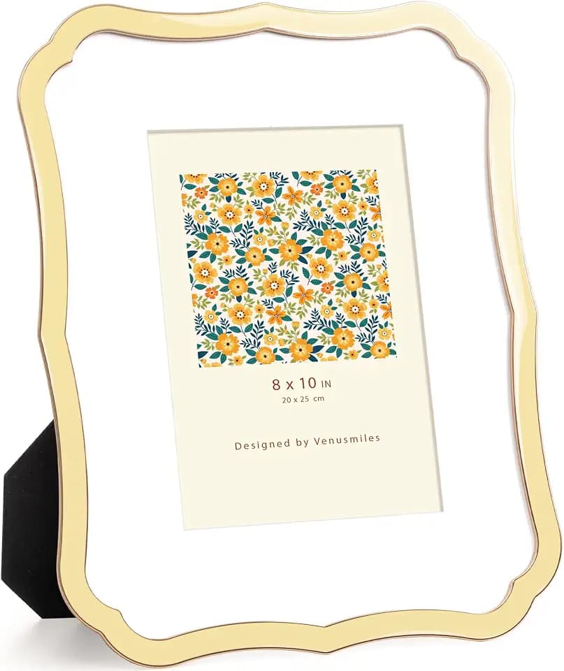 Venusmiles 8x10 Picture Frame, Gold Wavy Cloud Border, Yellow Enamel, 1pc