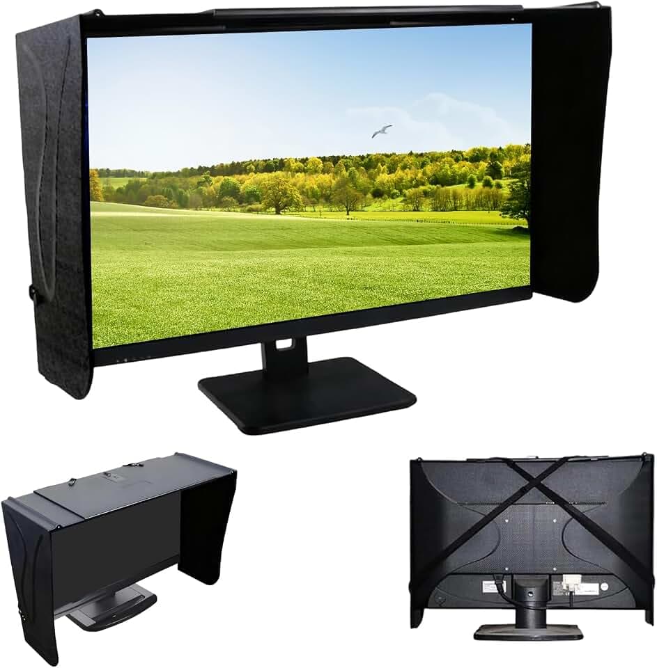 Monitor Haube Sonnenschut, Verstellbare Monitorhaube Bildschirm 17-27 Zoll