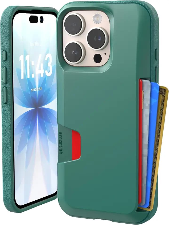 Smartish iPhone 16 Pro Wallet Case, Card Holder, Wallet Slayer Vol 1, Green
