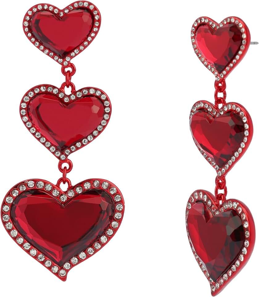 Betsey Johnson Jewelry Women's Love Spell Heart Linear Earrings