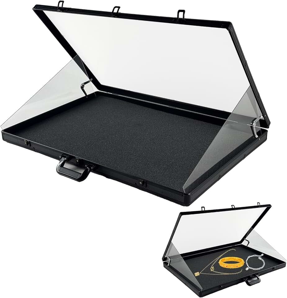 34"x22" Card Show Display Case,Portable Aluminum Trading Card Display Case