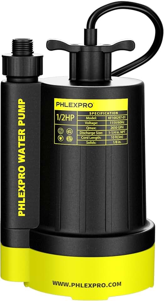 1/2HP Automatic Submersible Sump Pump, 5300 GPH Water Pump