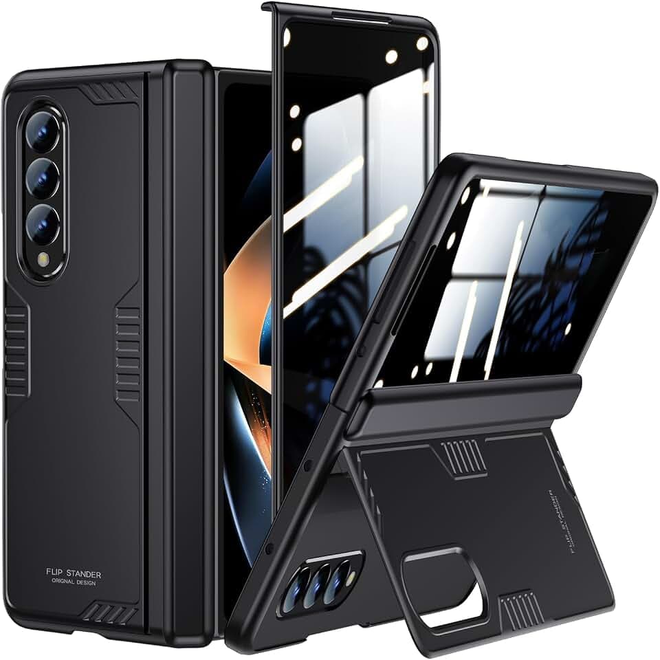 Schutzhülle für Galaxy Z-Fold-4 mit Standfunktion: Sichtschutz, versteckter Ständer, kabelloses Laden, dünnes Design für Geschäftsleute, Handyhülle für Samsung Z Fold 4 5G 2022