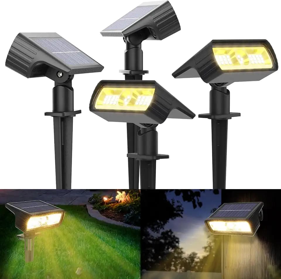 Moxled 4 Stück Solarlampen für Außen - 3000K Warmweiß Solar Strahler Garten