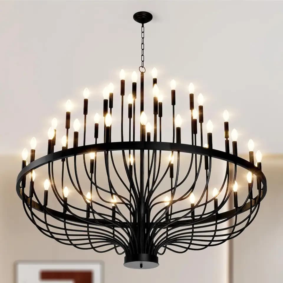 60" Extra Large Chandelier Black Foyer Chandeliers for High Ceilings