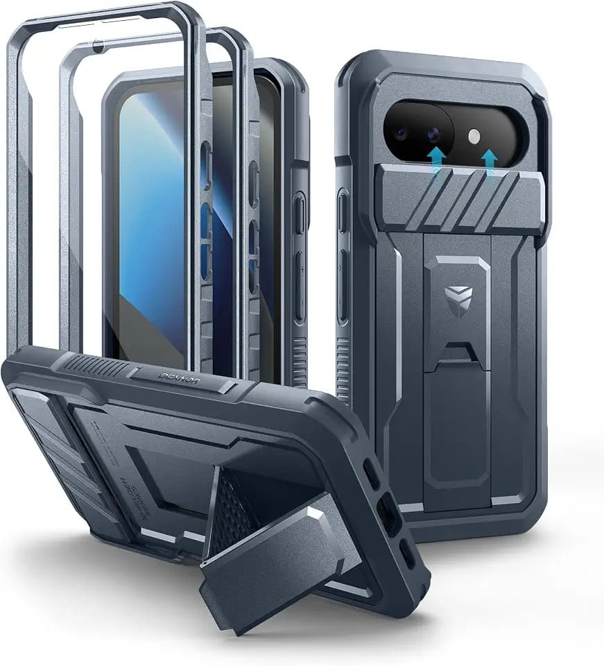 Dexnor for Google Pixel 10a Case with Slide Camera Cover & 2 Front Frames & Built-in Screen Protector & Kickstand, Full-Body Shockproof Protective Cover Heavy-Duty Rugged Bumper Cases,Navy Blue(2026)