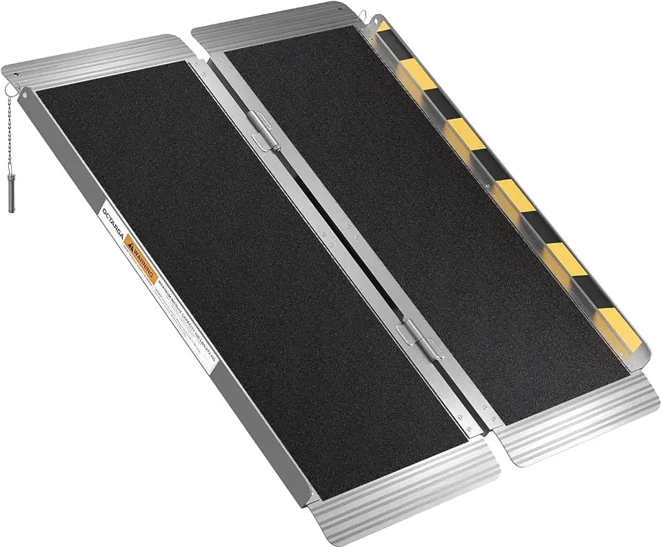 3FT Portable Wheelchair Ramp, Aluminum Folding Handicap Ramp with Handle, Threshold Wheel Chair Ramp for Home Steps, Stairs, Entry, Curbs, Doorways, Non-Skid, Mobility Scooter Compatibility