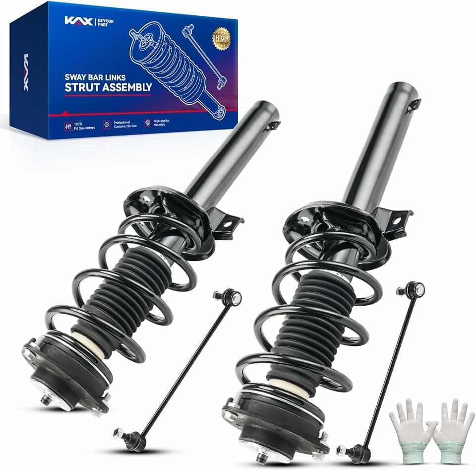 KAX Front Complete Strut & Coil Spring Assembly Sway Bar Link Stabilizer for 05-17 Jetta, 12-17 Beetle, CC, 10-14 Golf, 06-13 A3, A3 Quattro, Eos, Replaces OE#: 172311 * 2 K80478