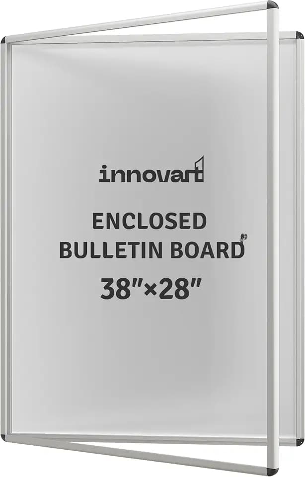 INNOVART 38”x28” Lockable Weatherproof Enclosed Whiteboard Aluminum Frame