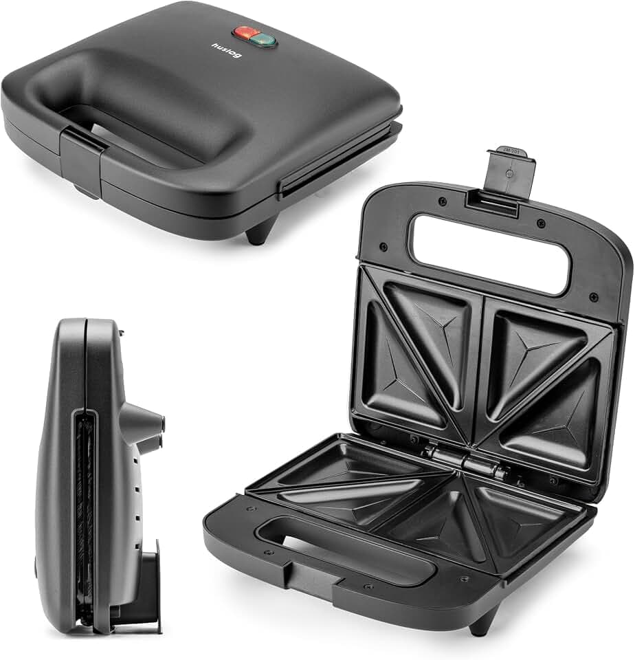 EasyBite Toaster, Sandwichmaker, Sandwich, Antihaftbeschichtung, 1000W, Dreiecke, Schwarz