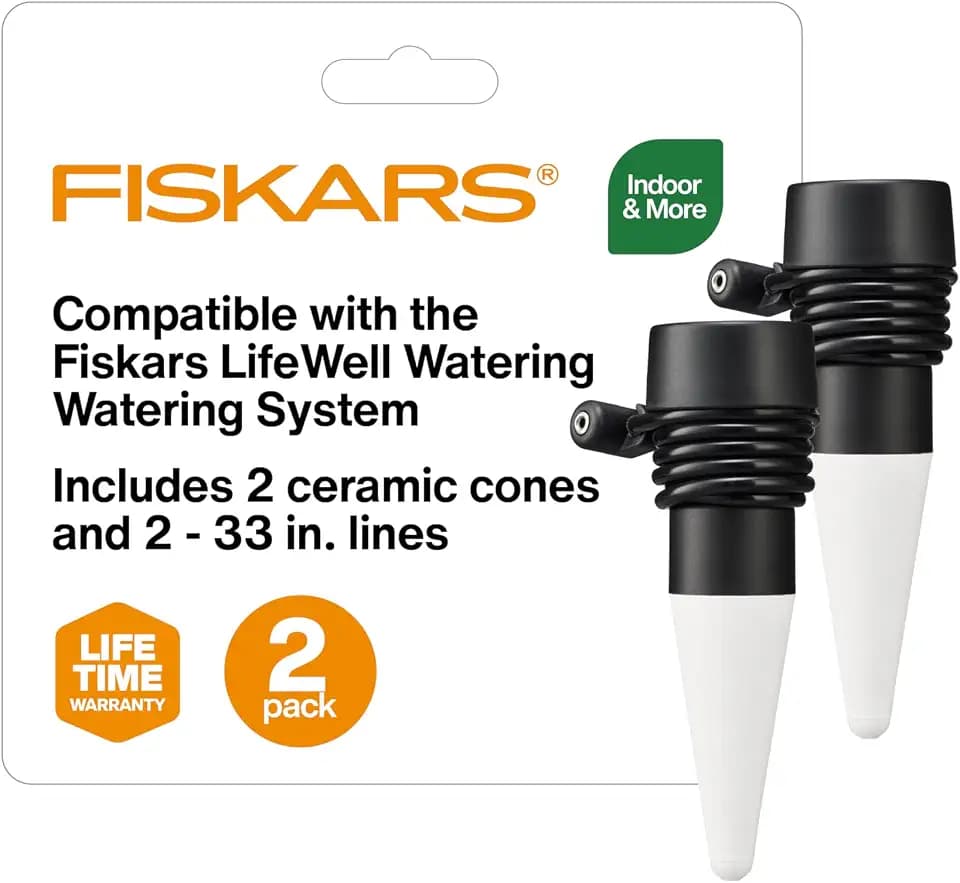Fiskars LifeWell Watering Ceramic Cone Set with 33" Hose, 2-Pack