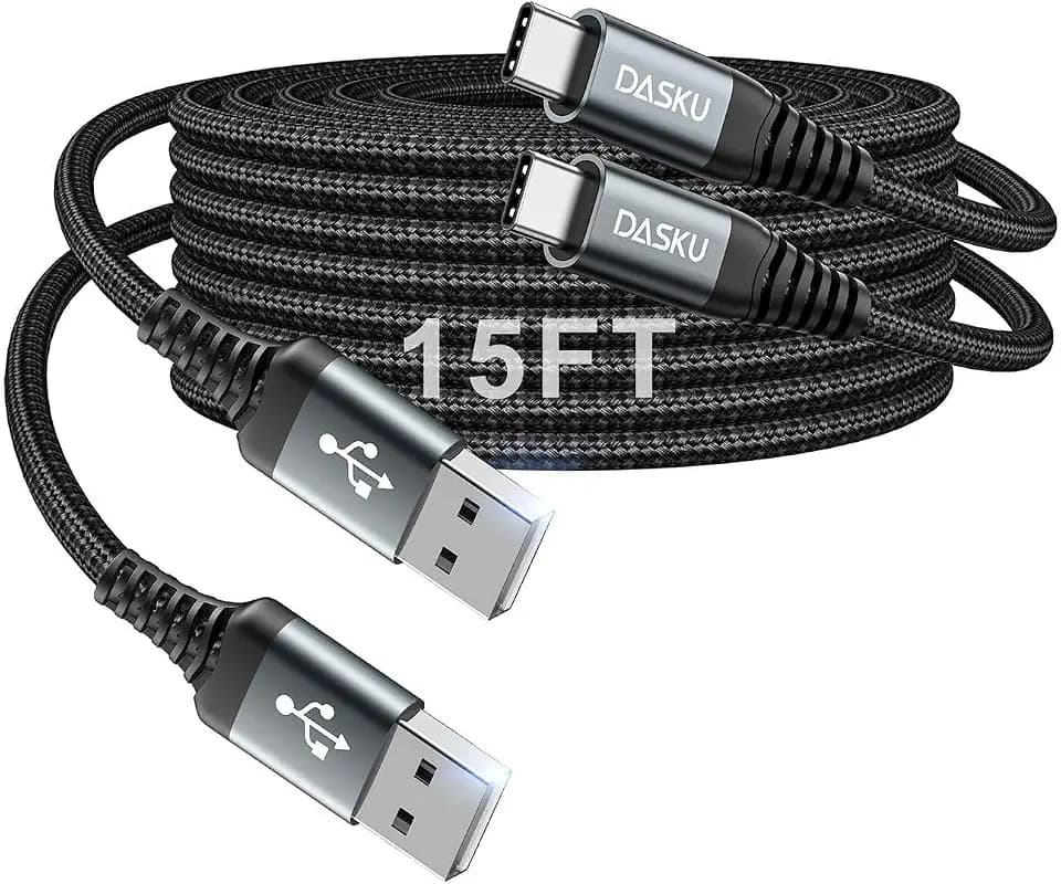 Extra Long USB C Cable Fast Charging, [15ft/2Pack] 3A USB to USB Type C