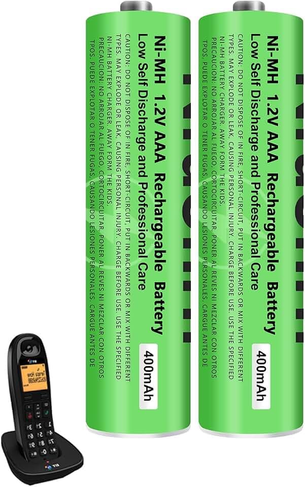 400mAh AAA Akku für Telefon, AAA Batterien wiederaufladbar für schnurlose Telefone, 1.2V NI-MH Akku 400mAh für Gigaset Mobilteile- 2 Stück