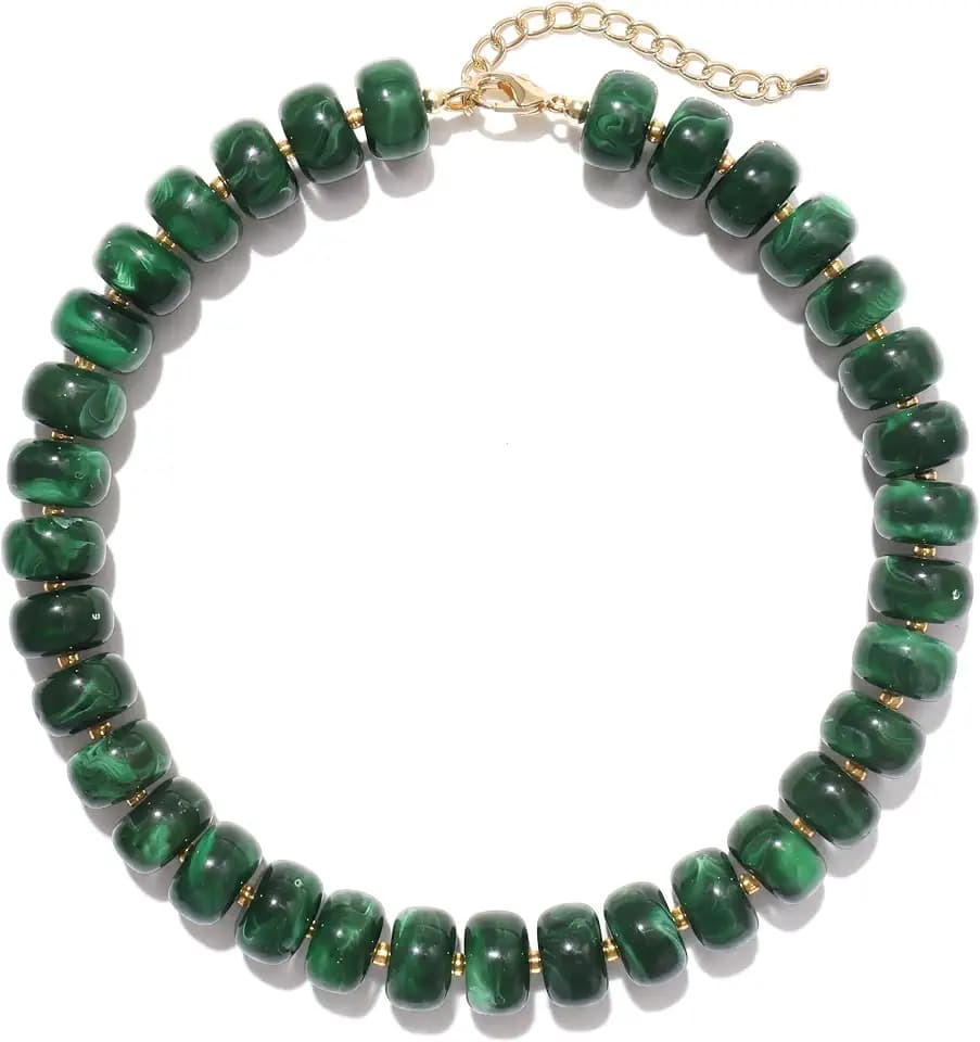 Badu Colorful Chunky Beaded Necklace for Women,Acrylic Bead Choker Statement Necklace Cute Trendy Necklaces Jewelry Gifts