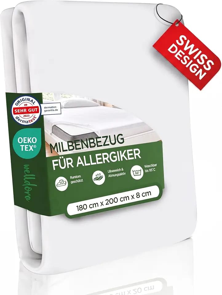 Welldora Milbenbezug Topper 180x200x8, Premium Encasing, Allergiker