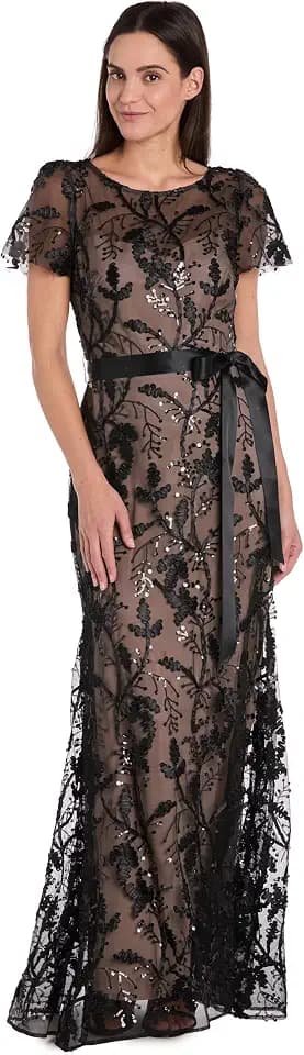 R&M Richards Women's Nude Soirée Gown