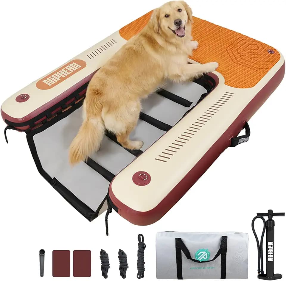 Niphean Dog Pool Ramp, Non-Slip Floating Dog Boat Ramp Up to 240 Pounds