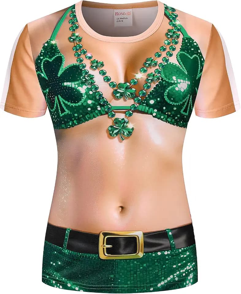 Roseelf Womens Festival Bikini Printed Short Sleeve Costume T-Shirts
