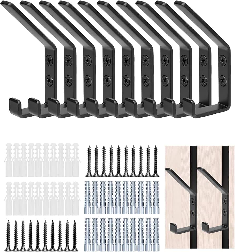 Haliya 10er Haken für Akustikpaneele – doppelt, Aluminium, schwarz, 13 mm