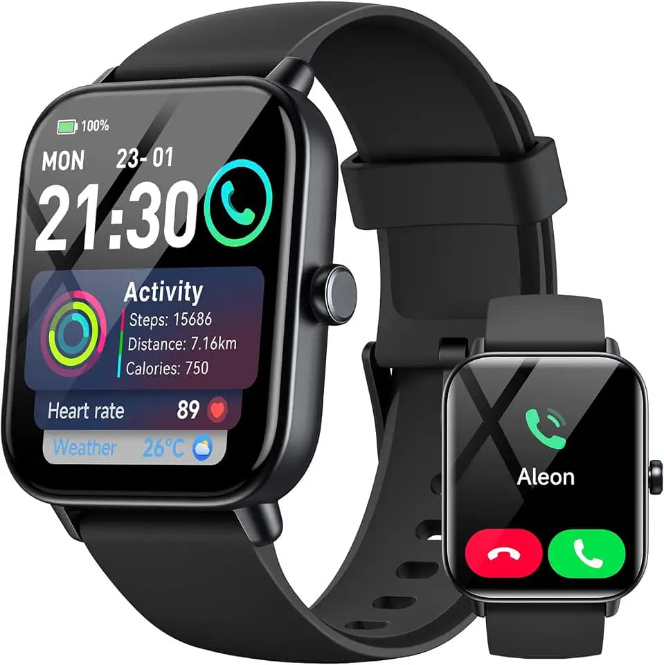 Smartwatch Herren Damen mit Telefonfunktion,1.8" Smart Watch Fitnessuhr mit Whatsapp und Alexa,Herzfrequenz Schlafmonitor,120+ Sportmodi Fitness Tracker,IP68 Wasserdicht Uhren für Samsung/Android/iOS