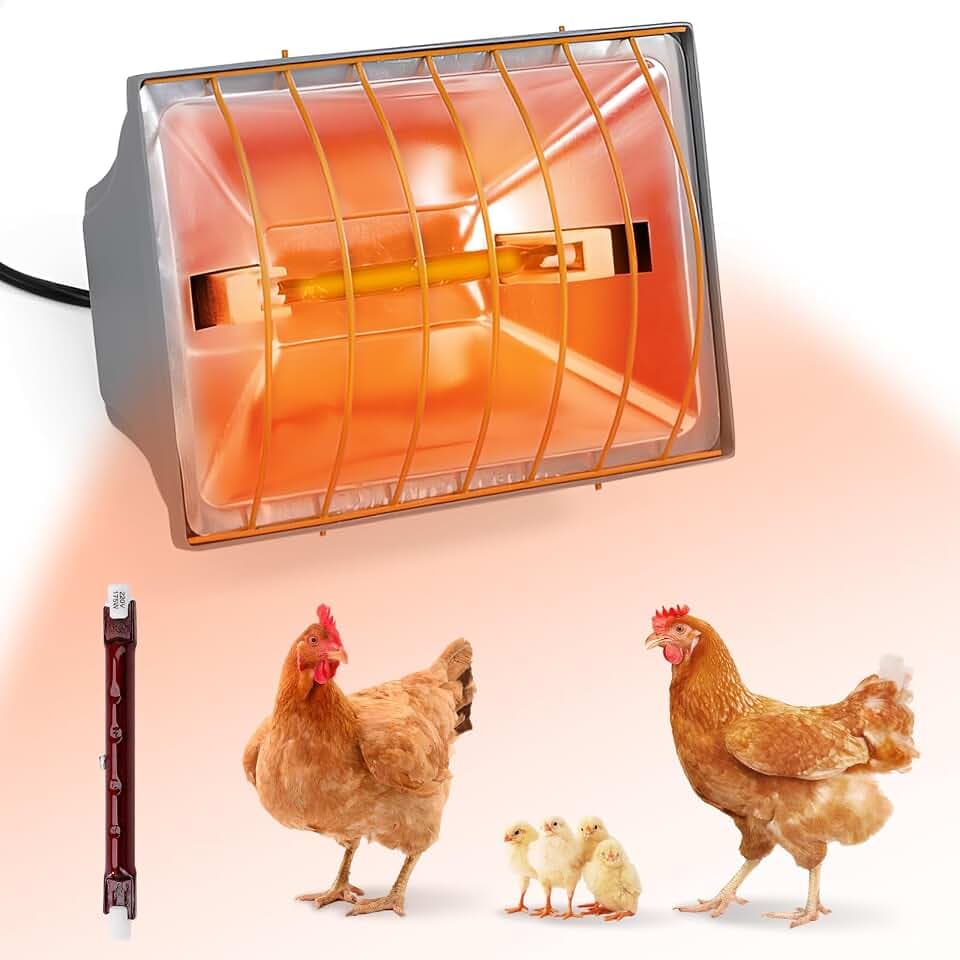Wärmelampe für Küken,175 W Rotlichtlampe Heizlampe Hühnerstall, Wärmelampe Tiere Lampenschirm mit Sparschalter 1,8M Kabel, Automatische thermostatisch Infrarotlampe,für Küken, Ferkel, Welpen