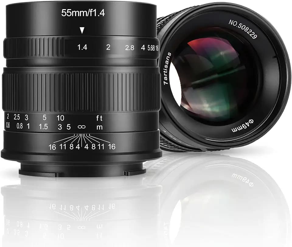 7artisans 55mm F1.4 APS-C Objektiv mit Manuellem Fokus, Festbrennweite, kompatibel mit Canon Kameras EOS-M Halterung wie M1 M2 M3 M5 M6 M10