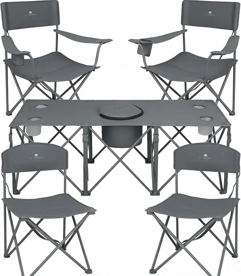 Camping Chair Set of 3, Outdoor Folding Camping Chairs for Heavy People with Cup Holder & Carry Bag,Collapsible Chair Include One Sofa Chair and Two Single Chair,Support up to 500lbs