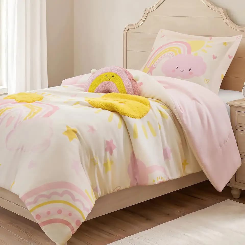 Intelligent Design Kids Twin/Twin XL Girls Sunshine Pink Comforter Set 3pc