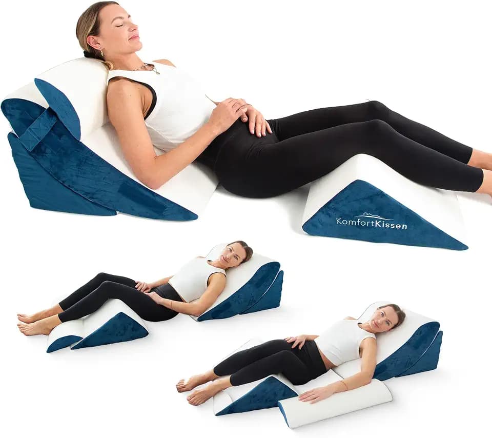 Keilkissen 4-teiliges Ergonomisch Kissen-Set | 12 in 1-Multifunktionsdesign mit Ebnehmbarem & Waschbarem Bezug zum Schlafen und Lesen
