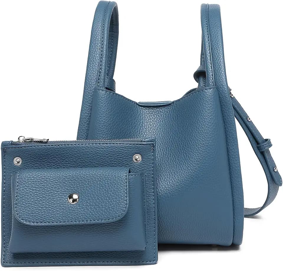 Mini PU Bucket Bag Crossbody Purse Magnetic Closure