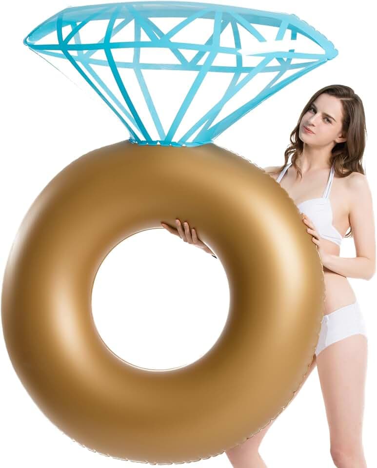 Jasonwell Inflatable Diamond Ring Pool Float - Engagement Ring Bachelorette Party Float Stagette Decorations Swimming Tube Floaty Outdoor Water Lounge Floats for Adults