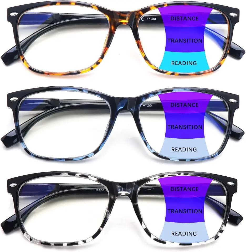 Progressive Multifocus Reading Glasses for Women, Pattern Print Blue Light Block Stylish Ladies Computer Readers