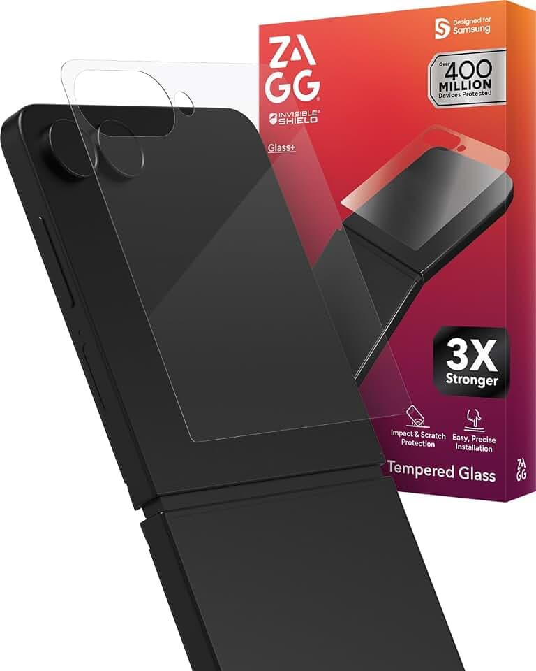 ZAGG Glass+ Samsung Galaxy Z Flip7 Screen Protector (Front Screen Only)