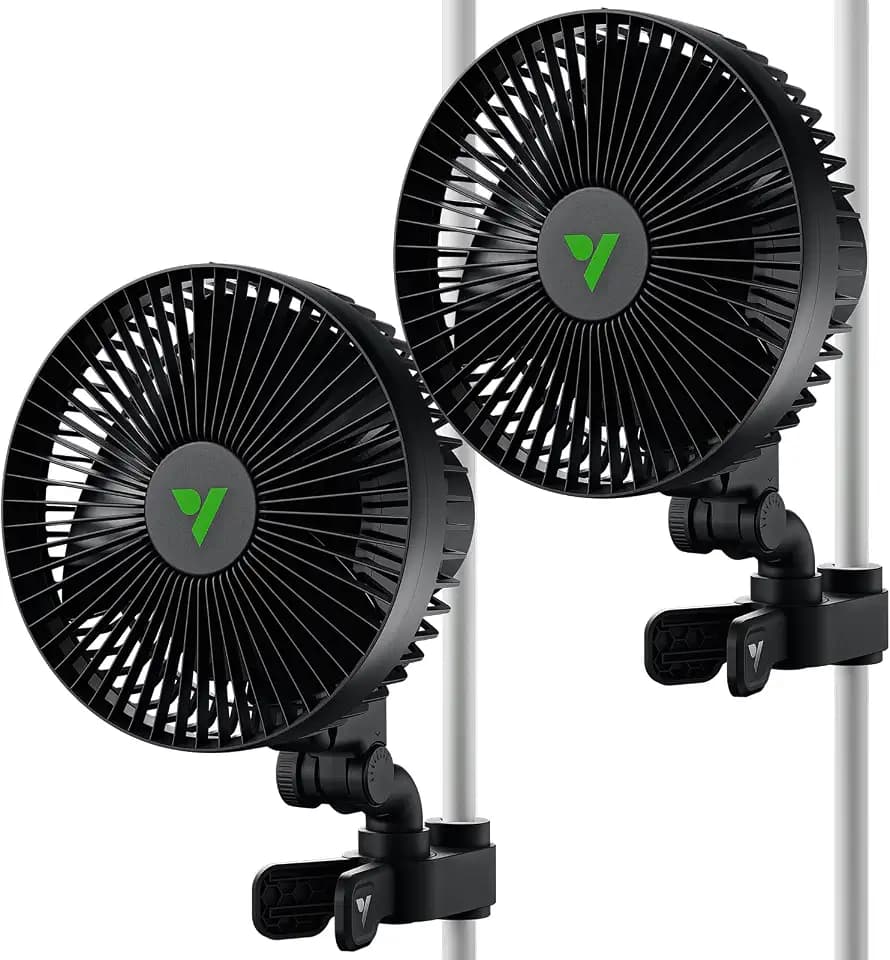 VIVOSUN AeroWave A6 Grow Tent Clip Fan, 6" Auto Oscillating Fan, 2-Pack