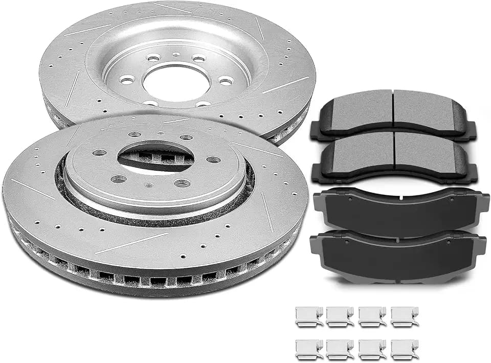 SCITOO Front Brake Kits Drill & Slotted Brakes Rotor Brake Pads:D1414;54153