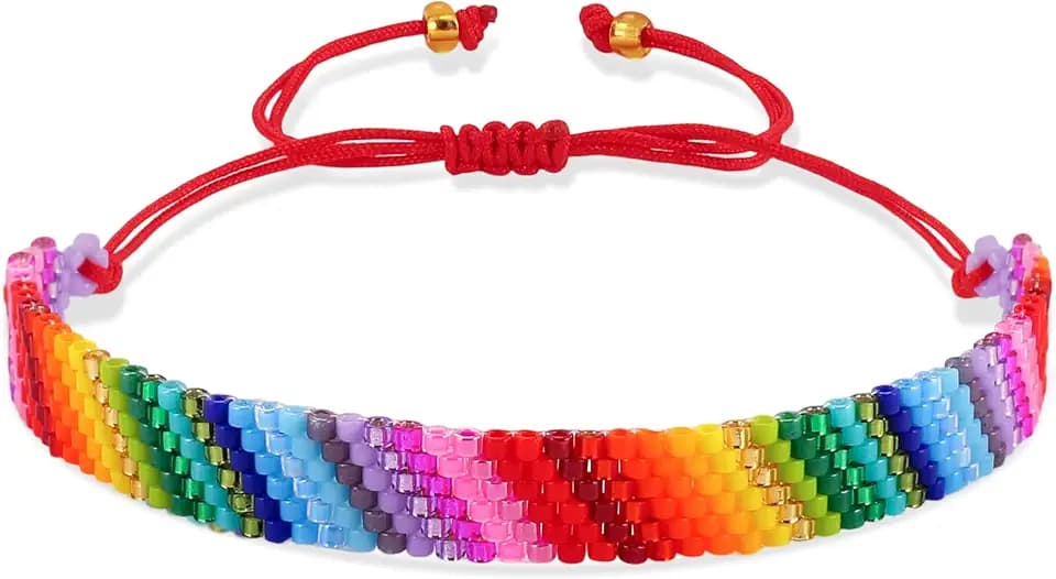 Joya Love Armband für Damen, Surfer-Geschenk, Rocailles-Perlen, verstellbar, handgefertigt, Muster, Bohemian-Liebesarmband