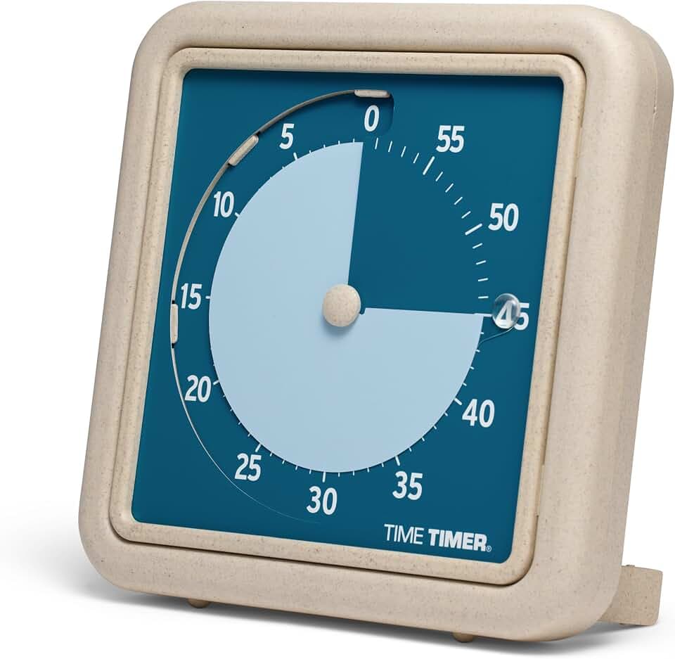 Time Timer® Retro Eco Edition visueller Timer, 20,3 cm, 60 Minuten Schreibtisch-Countdown-Uhr, hergestellt aus mindestens 20% natürlichem Pflanzenmaterial, blaues Wasser