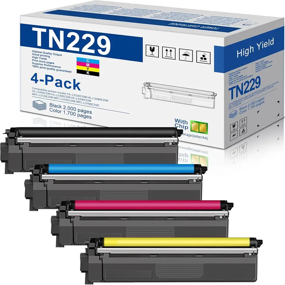 MOLIMER TN229 Toner Cartridges High Yield 4-Pack BK/C/M/Y TN-229 TN2294PK