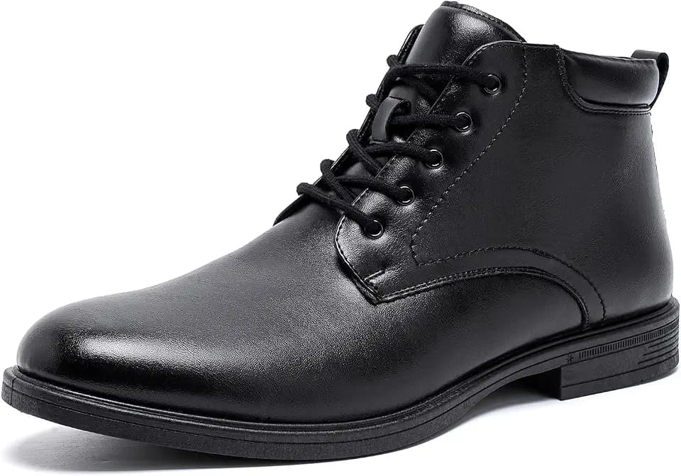 AMAPO Men Oxford Derby Boots,Comfort Casual Dress Boot for Men,Lace-Up Side Zipper