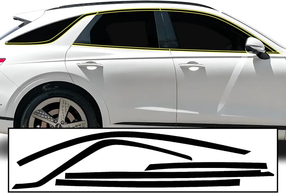BOGAR TECH DESIGNS for Genesis GV70 2022-2026 Side Window Chrome Delete – Precut Vinyl Trim Overlay, Gloss Black Blackout Appearance