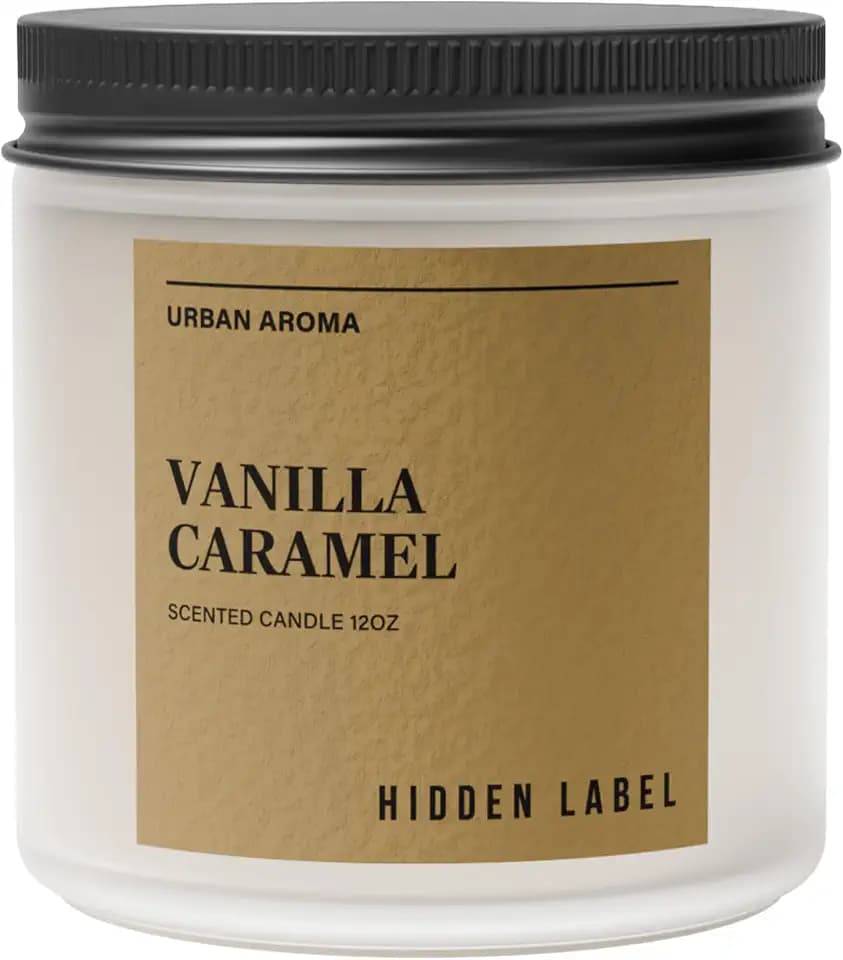 Vanilla Caramel Fall Scented Candle, 12oz Soy Wax, 70H Cozy Aromatherapy