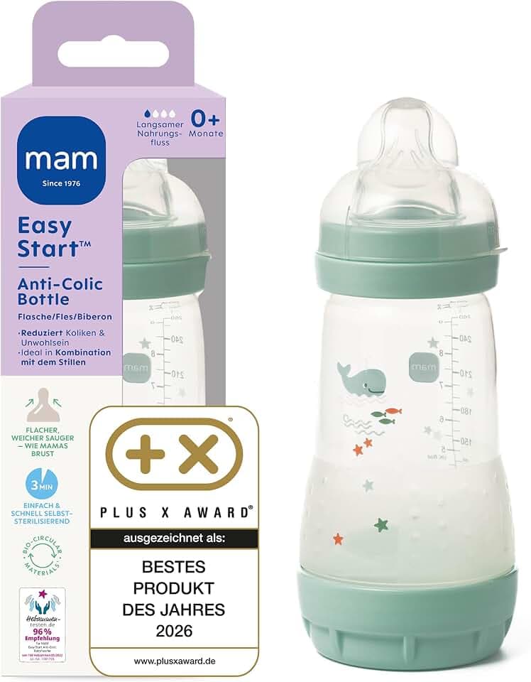 MAM Easy Start Anti-Colic Babyflasche 260 ml, 0+ Monate, Gr. 1, Wal