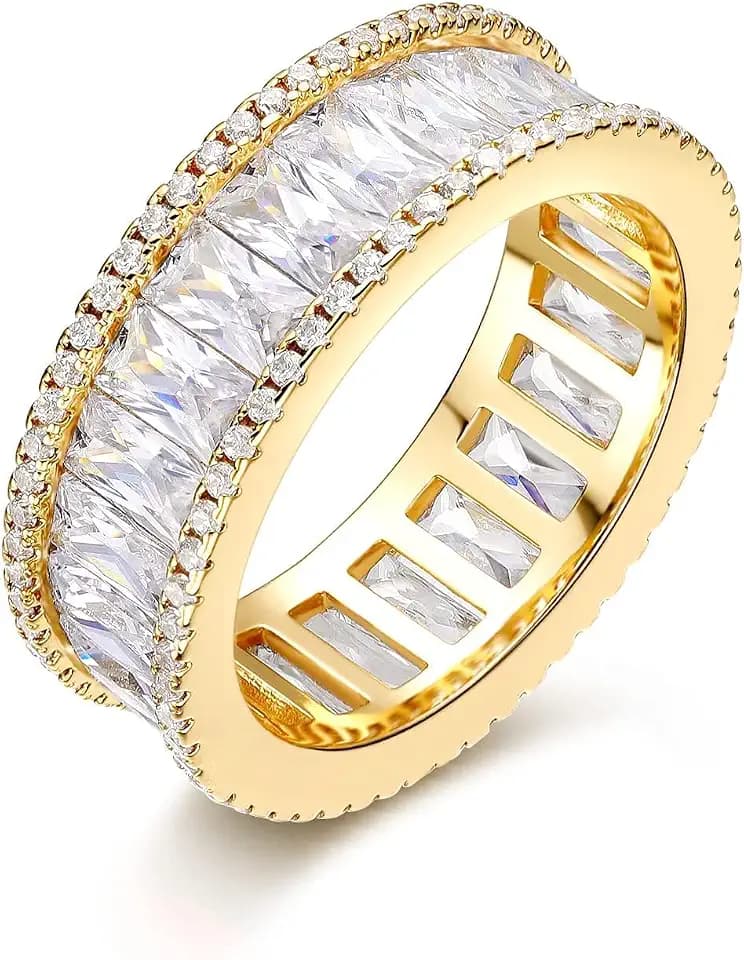 MDFUN 18K Gold Plated Eternity Wedding Band for Women