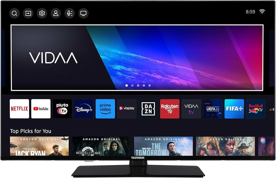 TELEFUNKEN Fernseher 40 Zoll Smart TV VIDAA XF40VP750M - Full HD Fernseher, HDR TV mit integriertem Triple-Tuner, LED TV schwarz