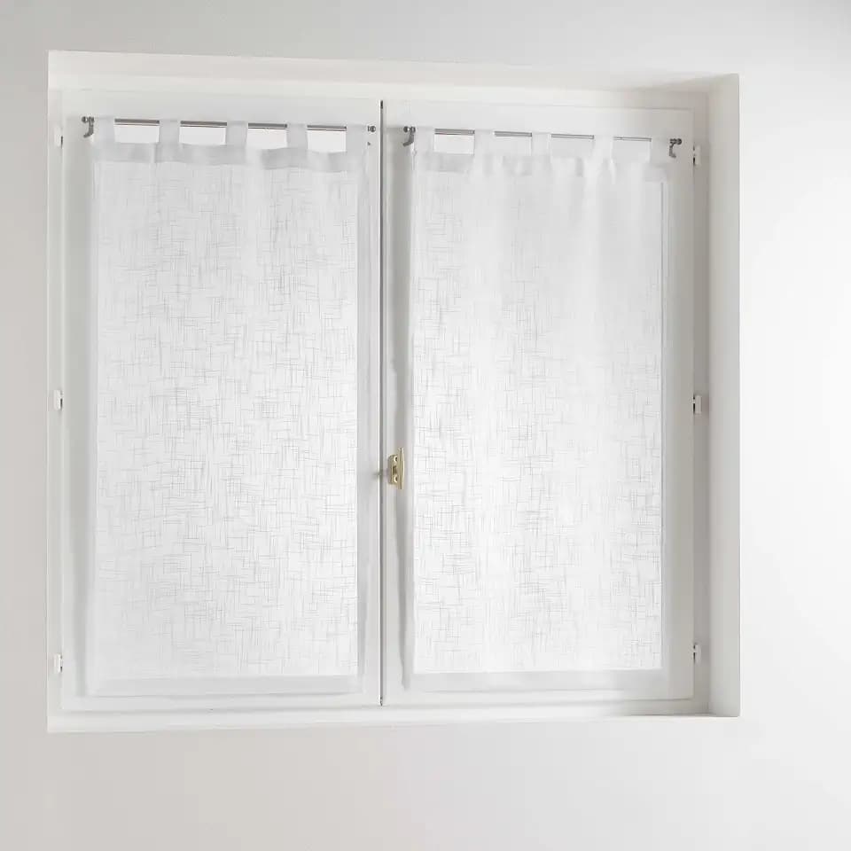 Douceur d'Intérieur Hantona Paar Schlaufen gerade, Leinen-Effekt, gewebt, Polyester, Polyester, weiß, 120 x 60 cm