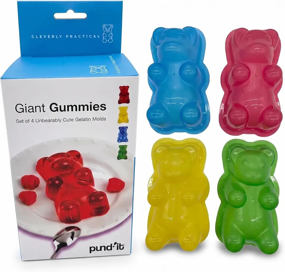 Pund'it Giant Gummy Bear Mold, Set of 4 Big Gummy Bear Makers