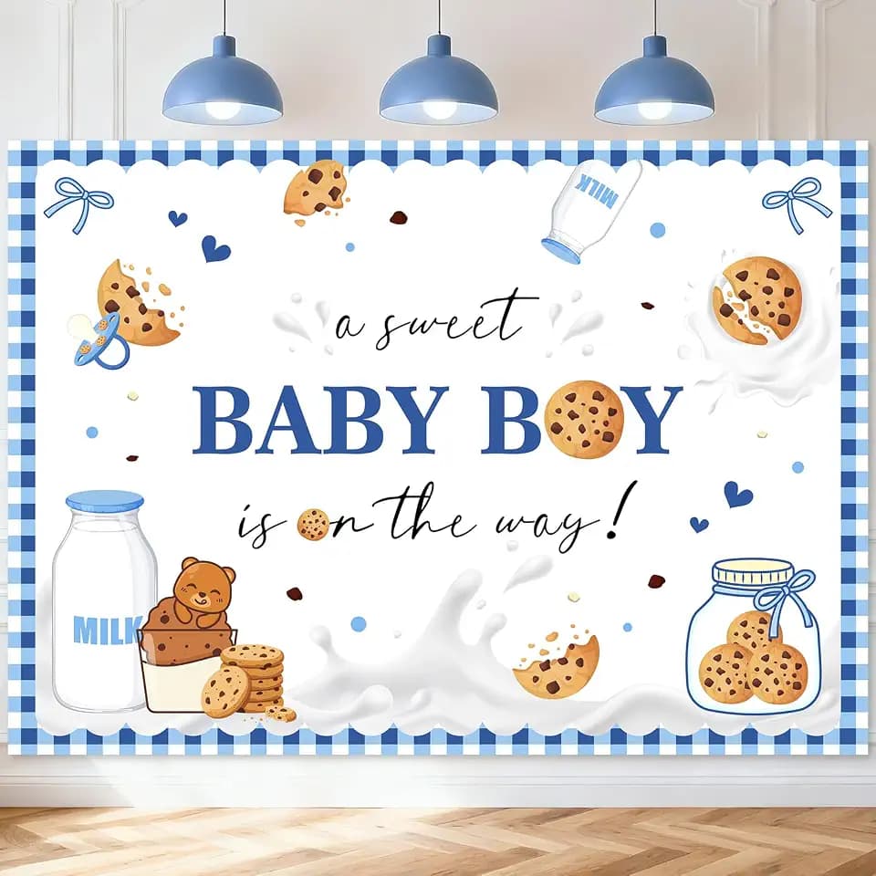 Mocsicka Milk Cookie A Sweet Baby Boy is On The Way Backdrop 7x5ft