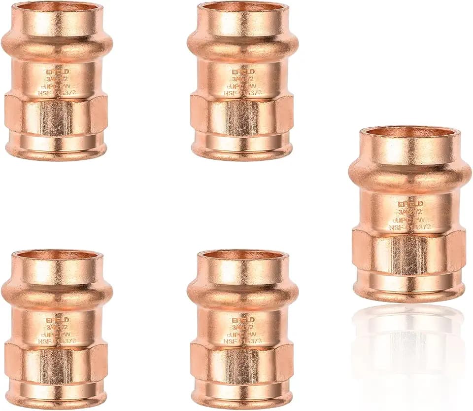 5 Piece EFIELD 3/4-Inch Copper Press Fit x 1/2-inch Female Copper Adapter